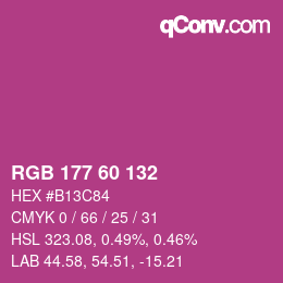 颜色代码: RGB 177 60 132 | qconv.com