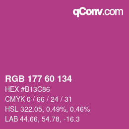 カラーコード: RGB 177 60 134 | qconv.com
