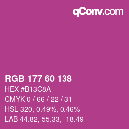 カラーコード: RGB 177 60 138 | qconv.com