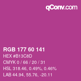 カラーコード: RGB 177 60 141 | qconv.com