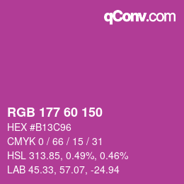 カラーコード: RGB 177 60 150 | qconv.com