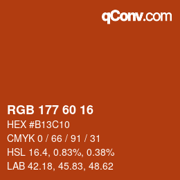 颜色代码: RGB 177 60 16 | qconv.com