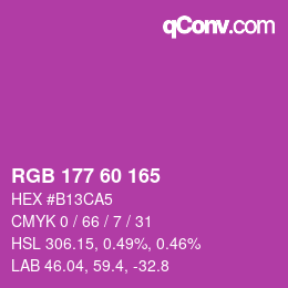 颜色代码: RGB 177 60 165 | qconv.com