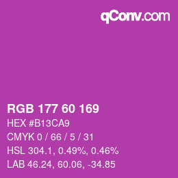 颜色代码: RGB 177 60 169 | qconv.com