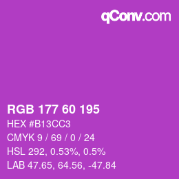 颜色代码: RGB 177 60 195 | qconv.com