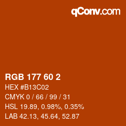 颜色代码: RGB 177 60 2 | qconv.com