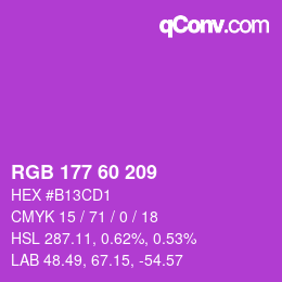 カラーコード: RGB 177 60 209 | qconv.com