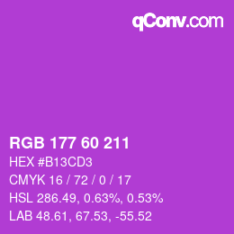 颜色代码: RGB 177 60 211 | qconv.com