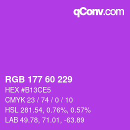 カラーコード: RGB 177 60 229 | qconv.com