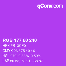 カラーコード: RGB 177 60 240 | qconv.com