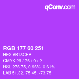Color code: RGB 177 60 251 | qconv.com