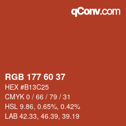 カラーコード: RGB 177 60 37 | qconv.com