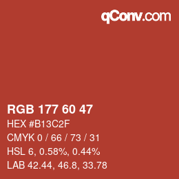 カラーコード: RGB 177 60 47 | qconv.com
