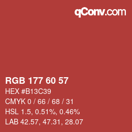 カラーコード: RGB 177 60 57 | qconv.com