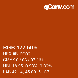 カラーコード: RGB 177 60 6 | qconv.com