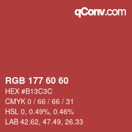 カラーコード: RGB 177 60 60 | qconv.com