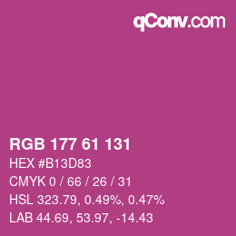 カラーコード: RGB 177 61 131 | qconv.com