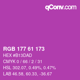 颜色代码: RGB 177 61 173 | qconv.com