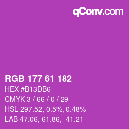 颜色代码: RGB 177 61 182 | qconv.com
