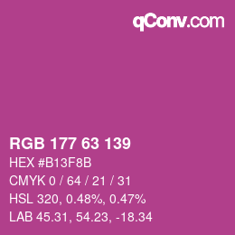 Farbcode: RGB 177 63 139 | qconv.com