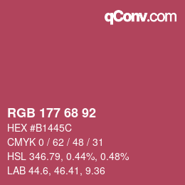 颜色代码: RGB 177 68 92 | qconv.com