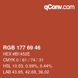 Color code: RGB 177 69 46 | qconv.com