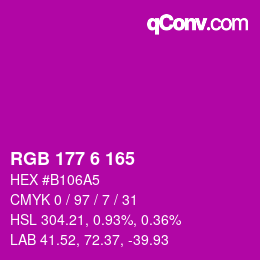 カラーコード: RGB 177 6 165 | qconv.com