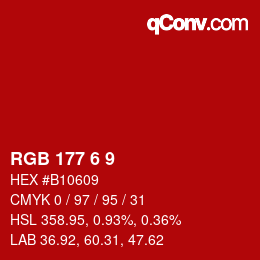 カラーコード: RGB 177 6 9 | qconv.com