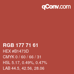 Color code: RGB 177 71 61 | qconv.com