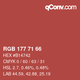 カラーコード: RGB 177 71 66 | qconv.com