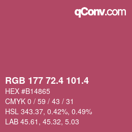 カラーコード: RGB 177 72.4 101.4 | qconv.com