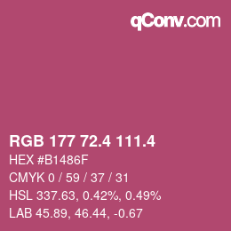 カラーコード: RGB 177 72.4 111.4 | qconv.com