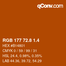 カラーコード: RGB 177 72.8 1.4 | qconv.com
