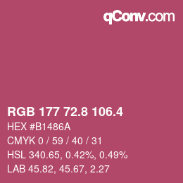 カラーコード: RGB 177 72.8 106.4 | qconv.com