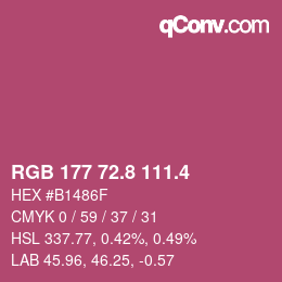 カラーコード: RGB 177 72.8 111.4 | qconv.com