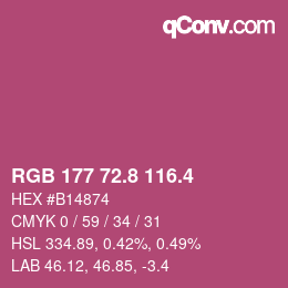 カラーコード: RGB 177 72.8 116.4 | qconv.com