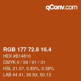 カラーコード: RGB 177 72.8 16.4 | qconv.com