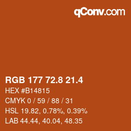 カラーコード: RGB 177 72.8 21.4 | qconv.com