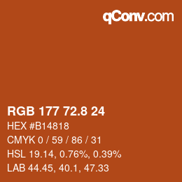 カラーコード: RGB 177 72.8 24 | qconv.com