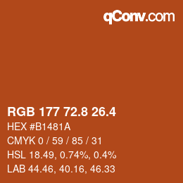 カラーコード: RGB 177 72.8 26.4 | qconv.com