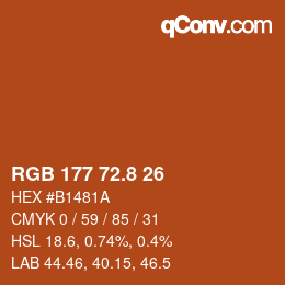 カラーコード: RGB 177 72.8 26 | qconv.com