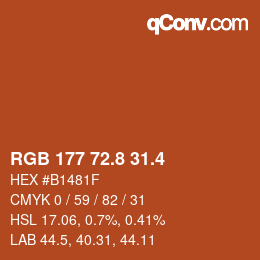 カラーコード: RGB 177 72.8 31.4 | qconv.com
