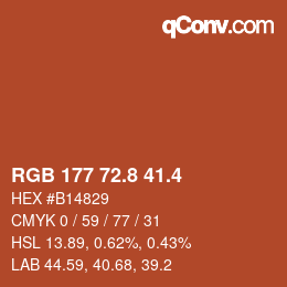 カラーコード: RGB 177 72.8 41.4 | qconv.com