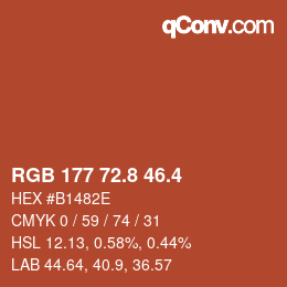 カラーコード: RGB 177 72.8 46.4 | qconv.com