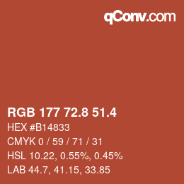 カラーコード: RGB 177 72.8 51.4 | qconv.com