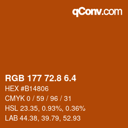 カラーコード: RGB 177 72.8 6.4 | qconv.com