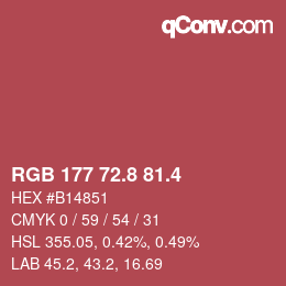 カラーコード: RGB 177 72.8 81.4 | qconv.com