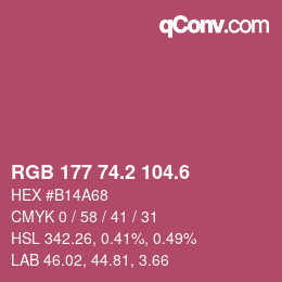 カラーコード: RGB 177 74.2 104.6 | qconv.com