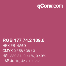 カラーコード: RGB 177 74.2 109.6 | qconv.com
