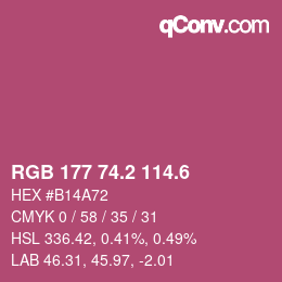 カラーコード: RGB 177 74.2 114.6 | qconv.com